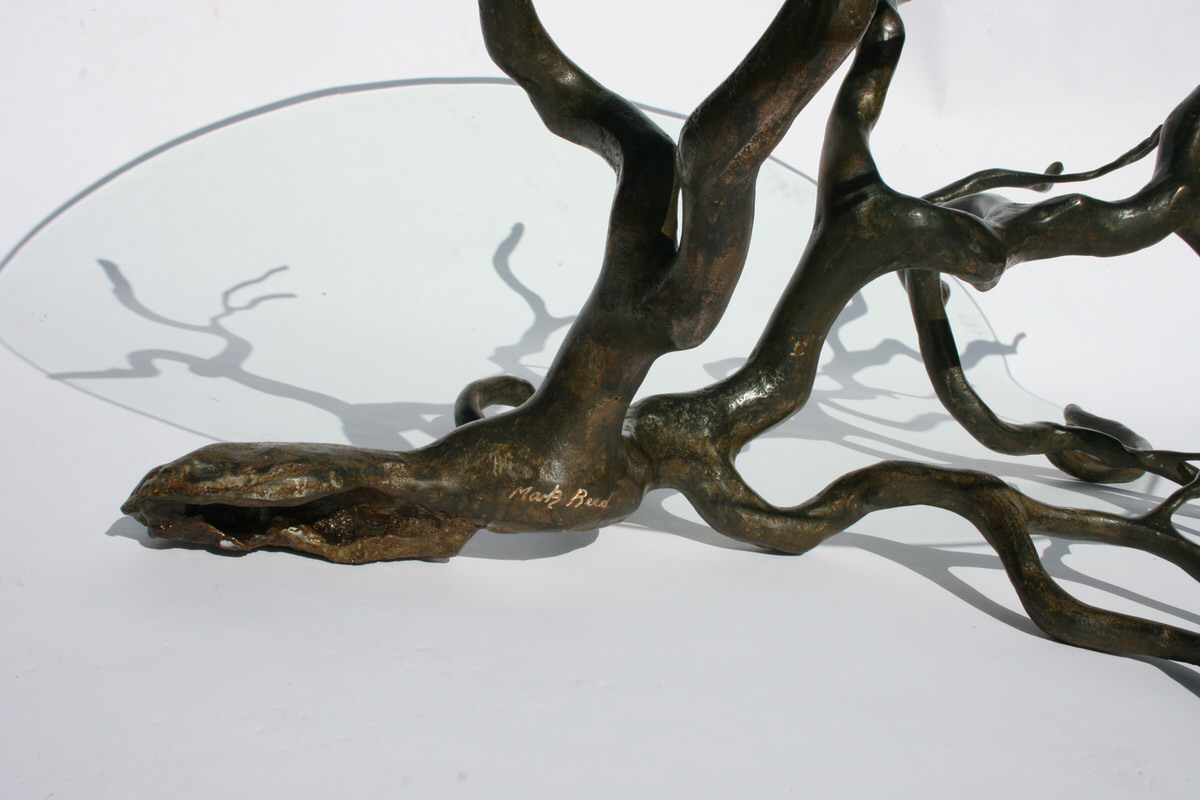 Branch Coffee Table bronze (rectangular) bespoke unique sculptural tree table by Mark Reed sculptor