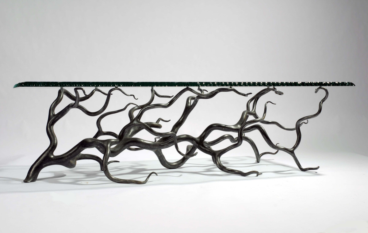 Branch Coffee Table forged steel rectangular artistic table for interior designers by Mark Reed