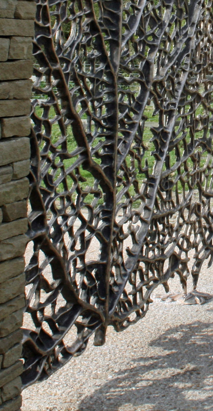 Skeleton Leaf Gates bronze bespoke estate driveway gates for landscape designers, specifiers and architects by Mark Reed