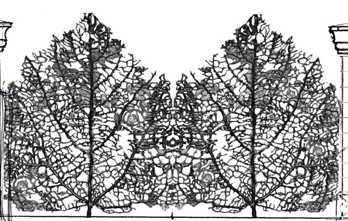 Skeleton leaf gates estate driveway gates bespoke commission drawings by Mark Reed