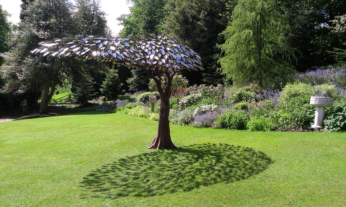 Arbour Metallum Monumental Tree Sculpture forged steel and stainless steel poolside shade poolside sculpture