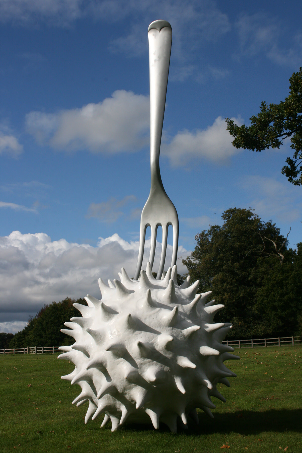 Fork in Pollen monumental public sculpture List visual arts center outdoor collection large scale sculpture scientific sculpture contemporary british sculpture specifier sculpture by Mark Reed