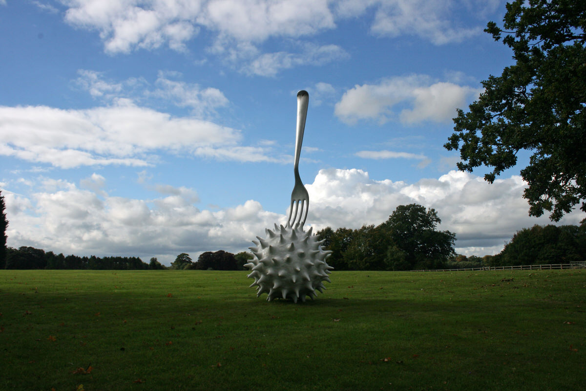 Fork in Pollen sculpture abstract sculpture wellcome trust sculpture yorkshire sculpture park monumental sculpture by Mark Reed