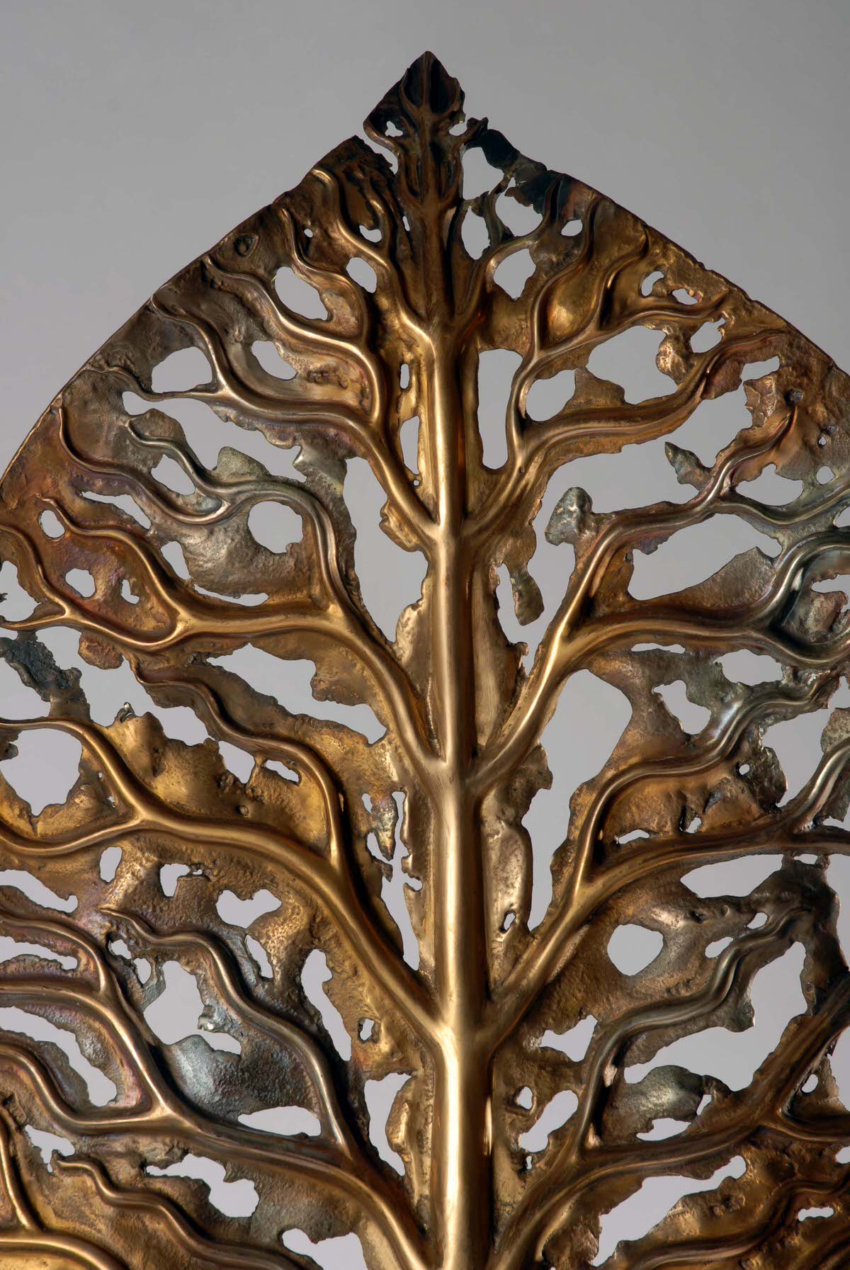 Life Leaf Large Detail Contemporary British Bronze Sculpture  public sculpture indoor trees corporate sculpture tree designs RHS Wisley by Mark Reed