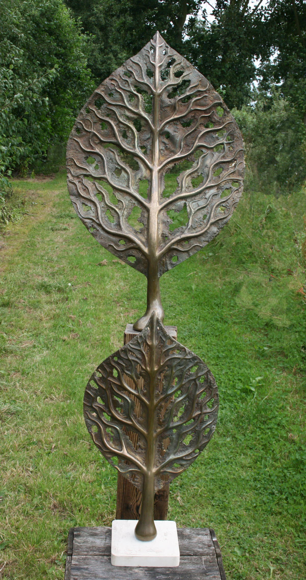 Life Leaf Small and medium bronze sculpture garden sculpture office design landscape  design by Mark Reed