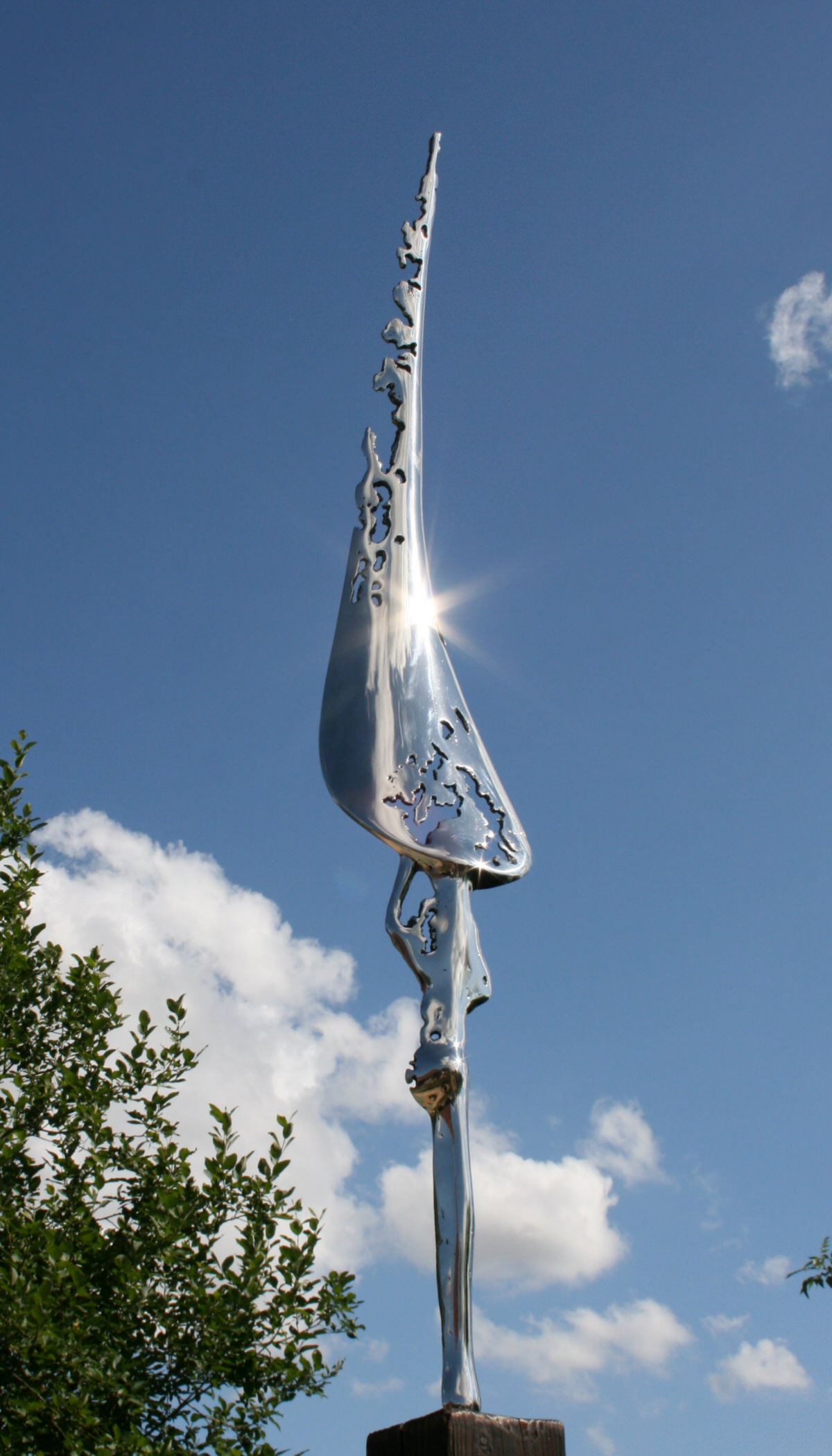 Salvation sculpture and water feature in stainless steel Yorkshire Sculpture Park by Mark Reed