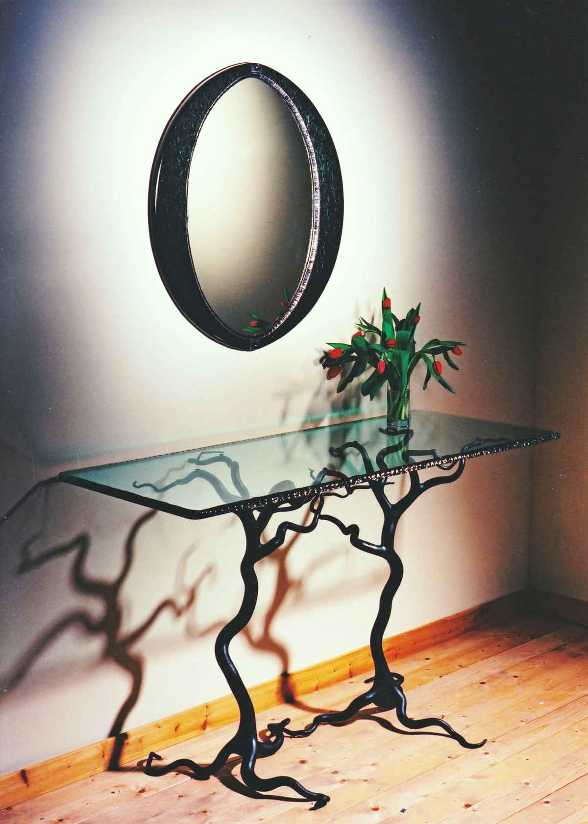 Savernake Forest Table forged steel sculptural furniture tree table by Mark Reed