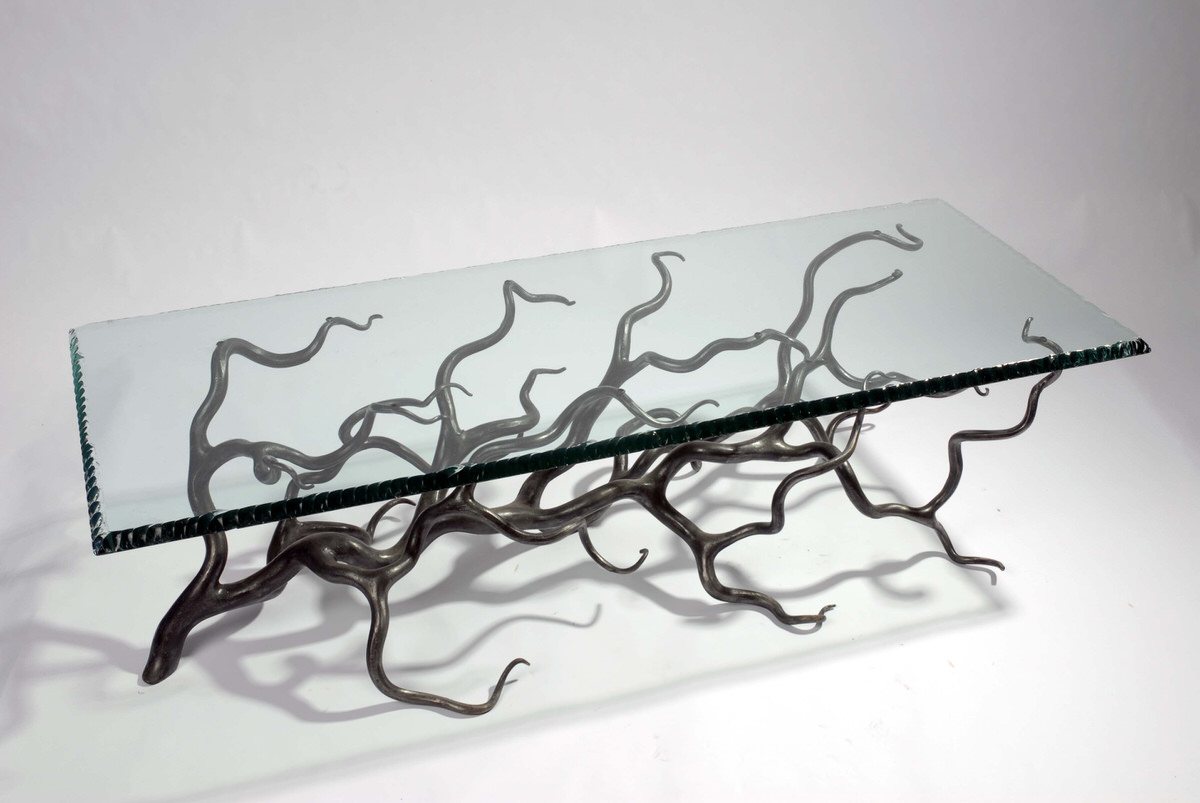 Branch Coffee Table forged steel rectangular unique sculptural for interior designers table by Mark Reed