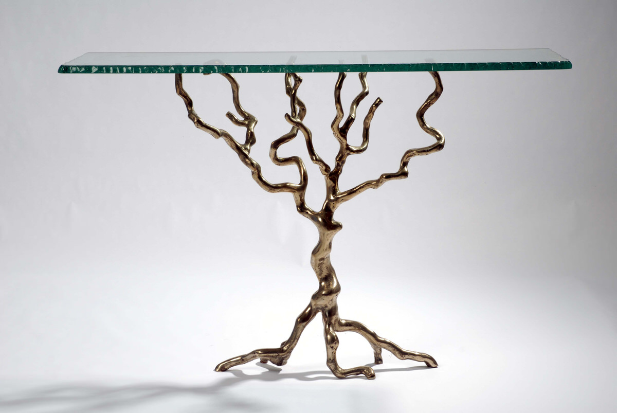 Bronze Tree Console Table interior funrishings ICFF designer living space furniture by Mark Reed