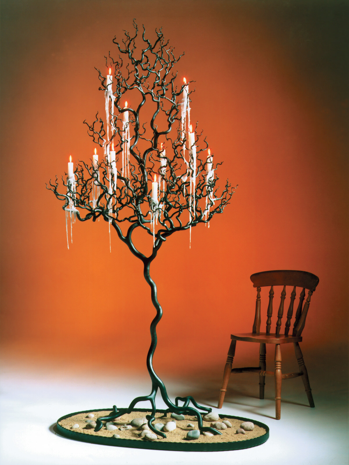 Forged Steel Candeltree sculpture unique candleholder sculptural artistic candelstick metal tree by Mark Reed